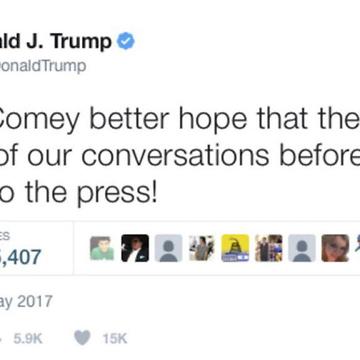 Trump Threatens Comey In Tweet