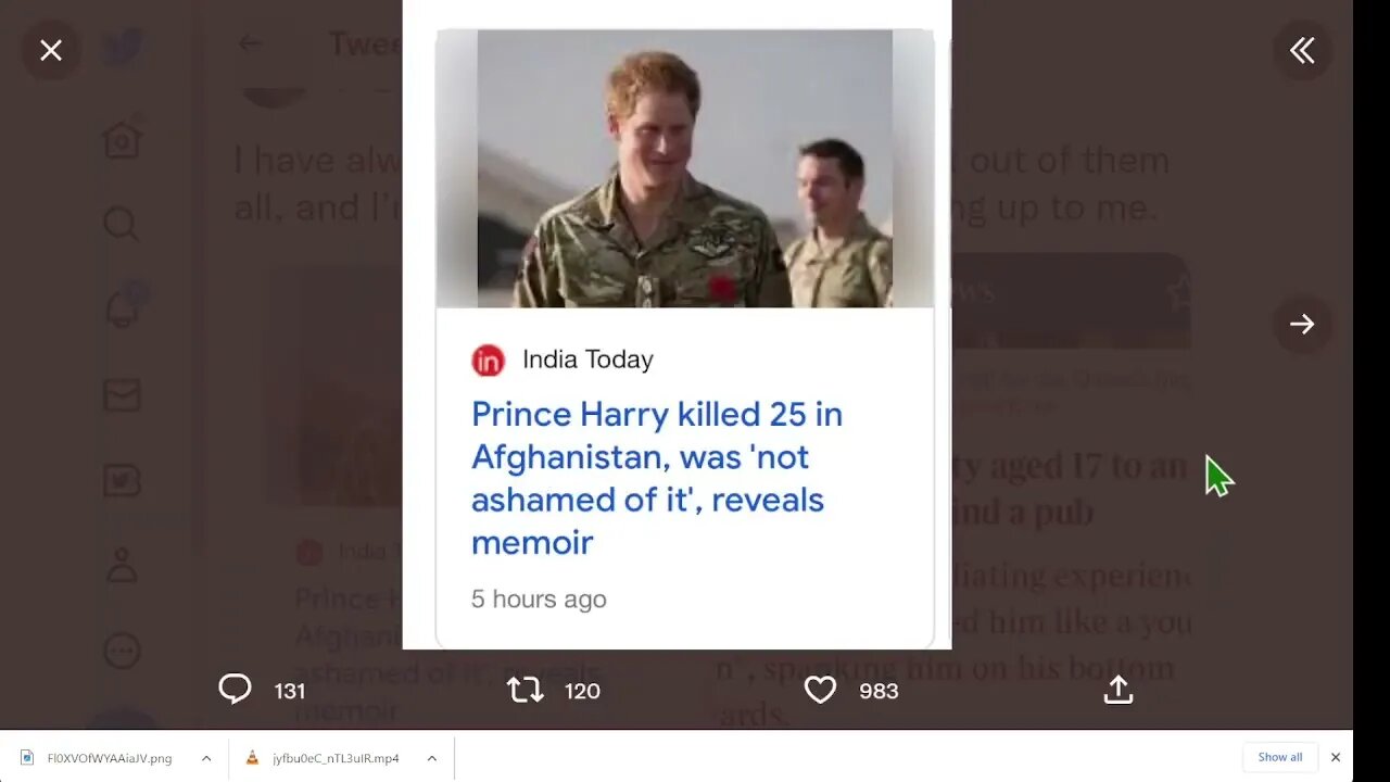 🟨 哈里王子在一本書中說，他在阿富汗殺死了 25 人，使用阿帕奇攻擊直升機的武器是一種“樂趣”，因為他喜歡玩 Xbox、PlayStation 視頻遊戲