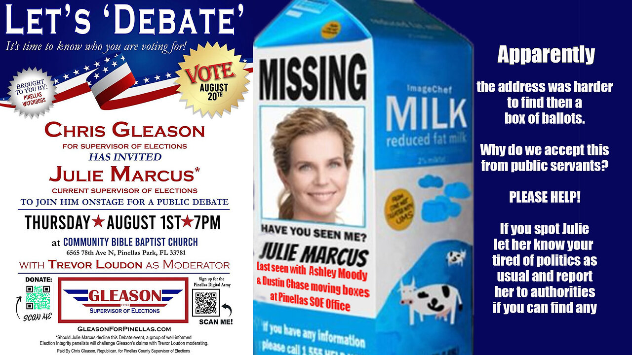 FLORIDA SUPERVISOR OF ELECTION DEBATE - JULIE MARCUS & CHRIS GLEASON - AUG. 1 2024