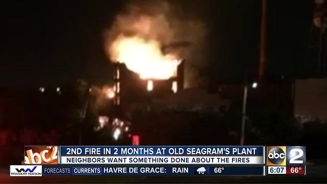 Abandoned Seagrams plant in ruins after second fire