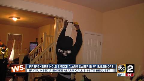 Firefighters fan out across Baltimore City for smoke detector sweep Saturday