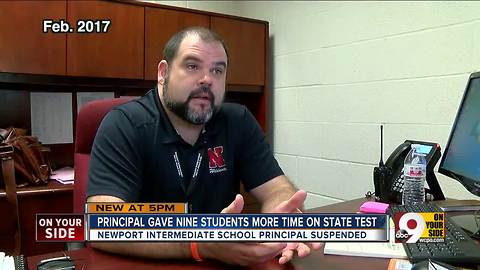 Principal gave nine student more time on state test