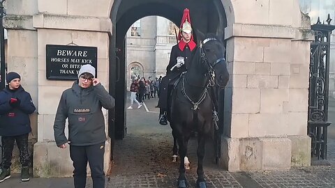 Police tell the tourist to move away from the horse #horseguardsparade