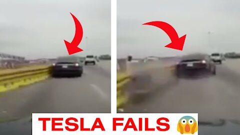 Tesla Crashes After Autopilot Fails To Detect Lane Shift !