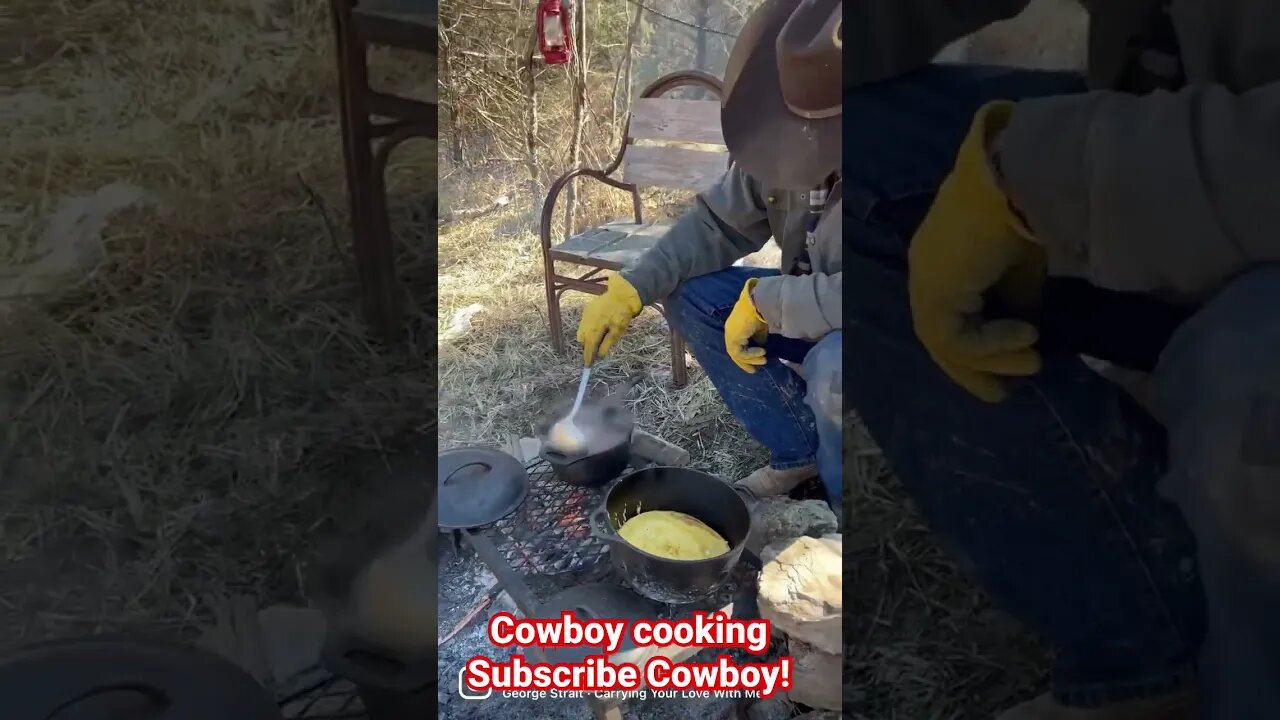 Cowboy campfire cooking. #campfirecooking #yellowstone #shorts