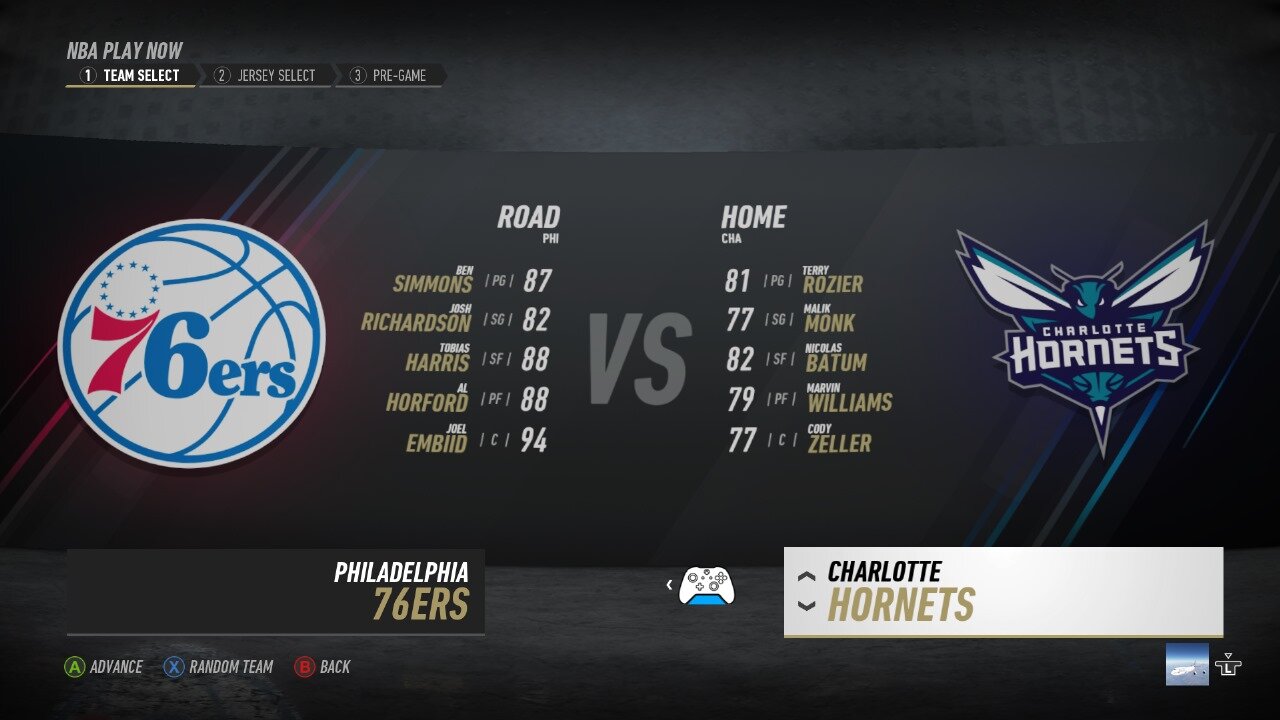 🏀NBA Live Season - Week 2 - Philadelphia 76ers (Road) VS (Home) Charlotte Hornets