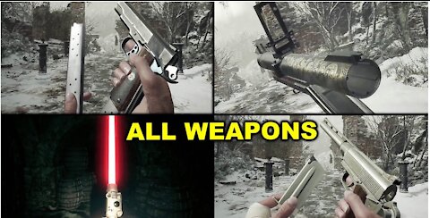 Resident Evil Village - All Weapons Showcase (Rocket Pistol, Lightsaber, Dragoon, Samurai Edge, etc)