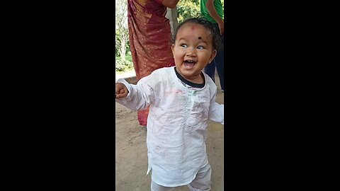 My cute baby Enjoying festival Holi in Our Villave😊 #India #Holi #Villagelife