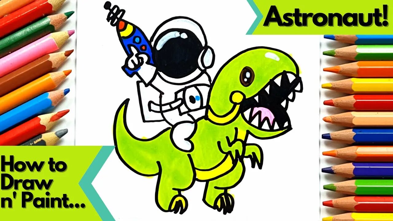 How to Draw and Paint an Astronaut Riding a Dinosaur