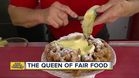 Florida State Fair food inventor shows off her latest insane dessert: Banana Frenkel Funnel Cake