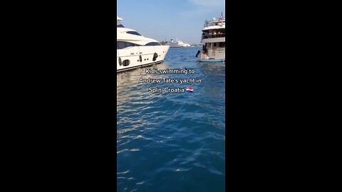 Kids swimming to Andrew Tate’s yacht in Croatia