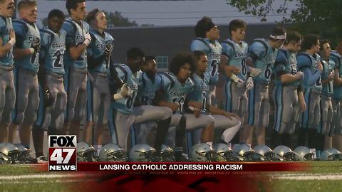 Lansing Catholic football players kneeling see some results