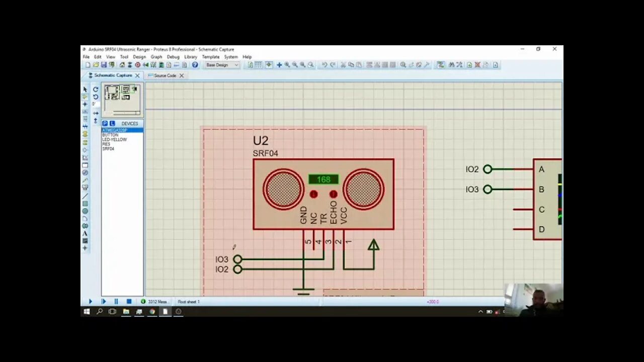 Ultrasonic Transducer SRF04 with Arduino on Proteus Simulation