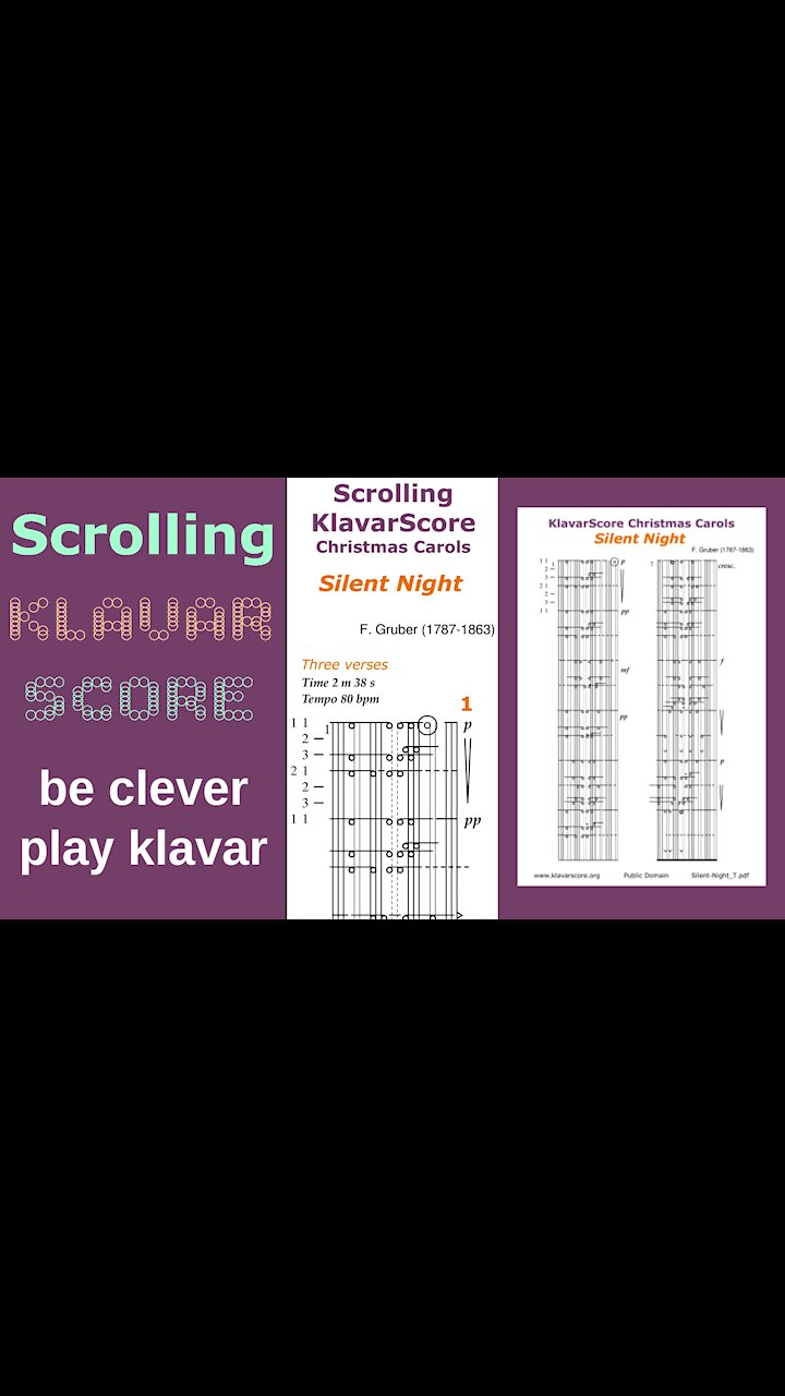 Silent Night (Stille Nacht) by Franz Xaver Gruber, Scrolling KlavarScore Sheet Music