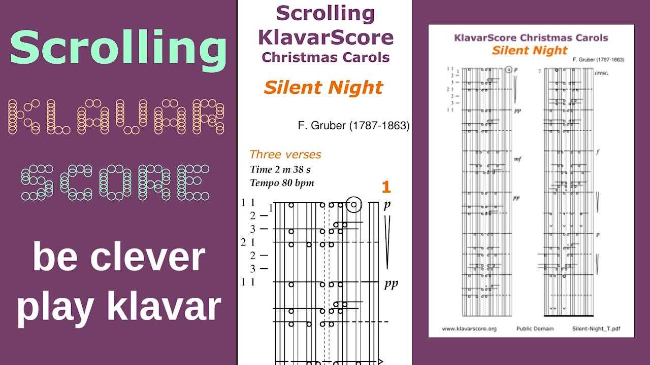 Silent Night (Stille Nacht) by Franz Xaver Gruber, Scrolling KlavarScore Sheet Music