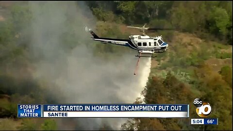 Fire started in Santee homeless encampment put out