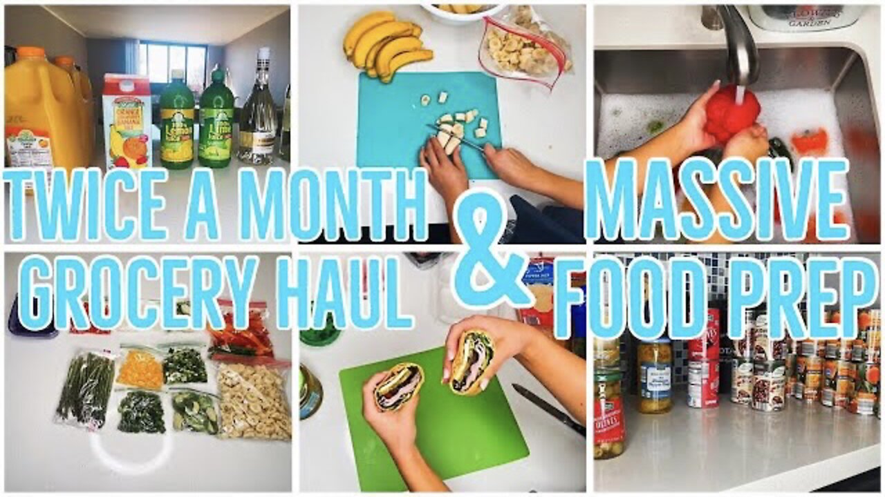 TWICE A MONTH ALDI GROCERY HAUL & MASSIVE FOOD PREP 2021 | ez tingz