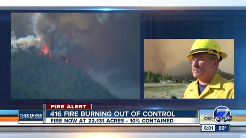 416 Fire more than 22,000 acres in size as of Monday; national forest to close