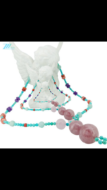 Turquoise orange spiny oyster Spodumene Kunzite Prehnite Amazonite red coral Charoite Multi 01