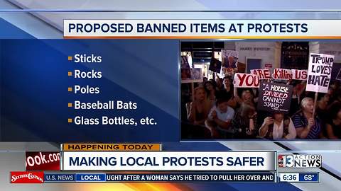 Proposed banned items at protests