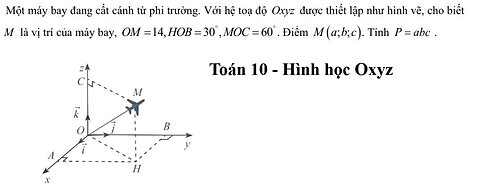 Toán 12: Một máy bay đang cất cánh từ phi trường. Với hệ tọa độ Oxyz được thiết lập như