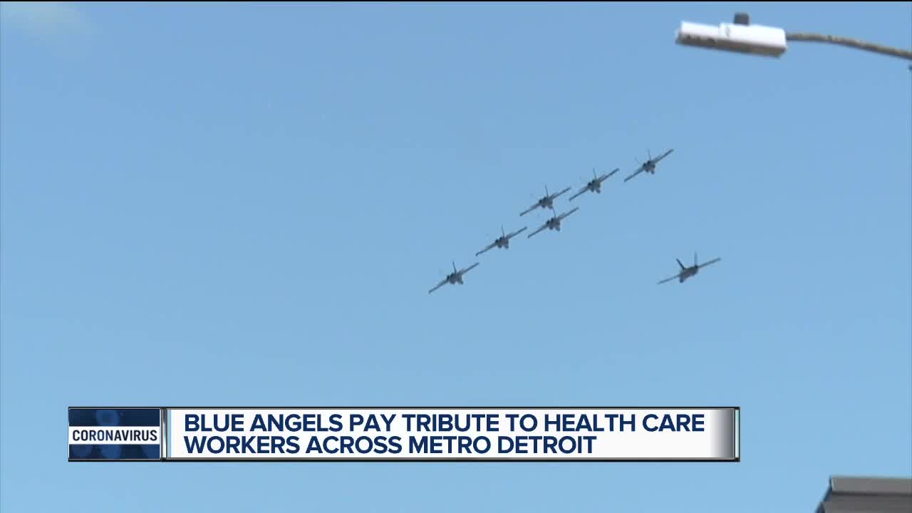 Blue Angels flying over metro Detroit
