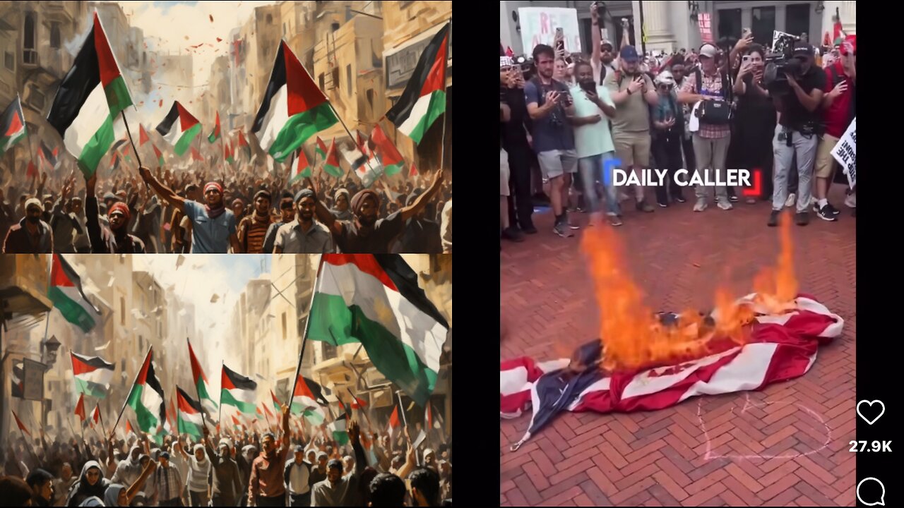 Pro-Palestine Protesters Burn 🔥 American 🇺🇸 Flag at Washington DC