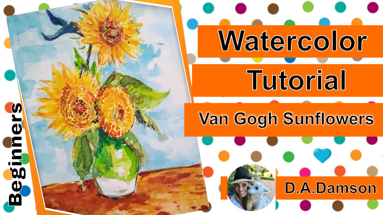 Vincent Van Gogh Tutorial sunflowers tutorial in Watercolor