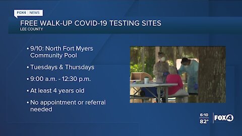 Free walk-up COVID-19 testing sites in Lee County