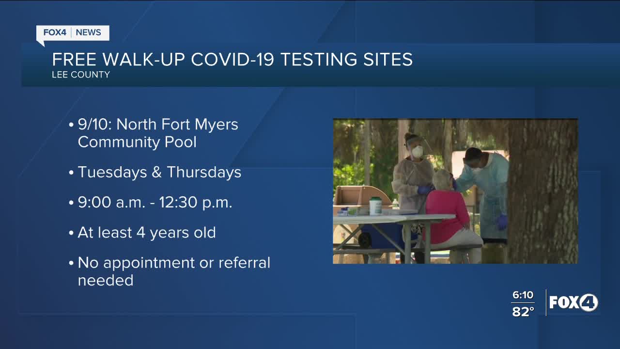 Free walk-up COVID-19 testing sites in Lee County