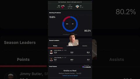 Heat less then 20 percent chance to win. @MiamiHEAT @NYKnicks #shorts