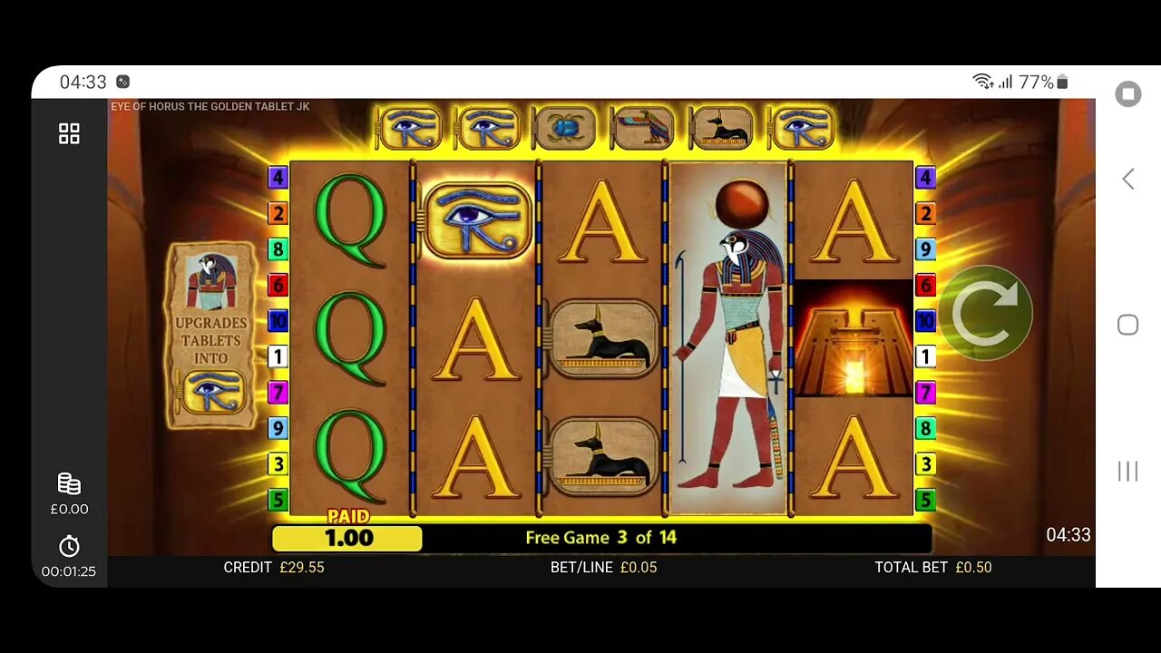 50p Bonus on Eye of Horus Golden Tablet .