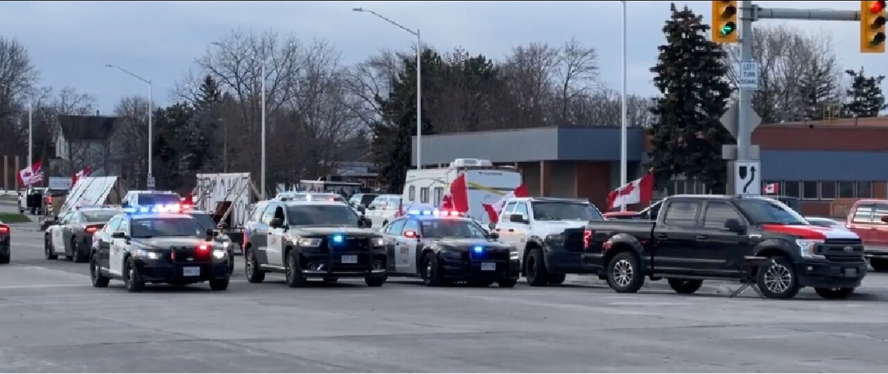 Police arrive in Windsor Ontario to clear Ambassador Bridge Blockade