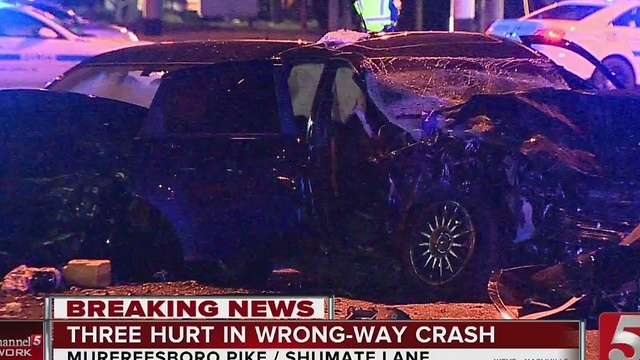 3 Hurt In Wrong-Way Crash In Nashville