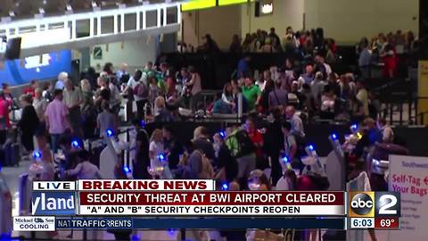 Security threat at BWI airport cleared after finding 'suspicious bag'