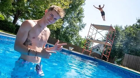 Backyard Cliff Jumping GAME OF FLIP!