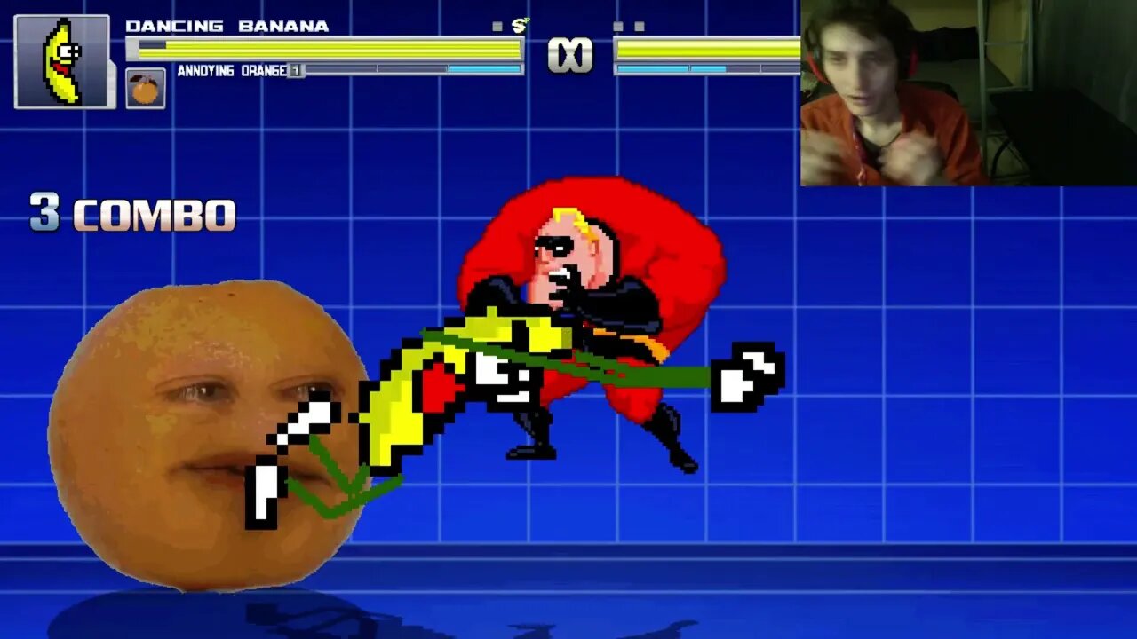 Fruit Characters (Annoying Orange And Dancing Banana) VS Mr. Incredible In An Epic Battle In MUGEN