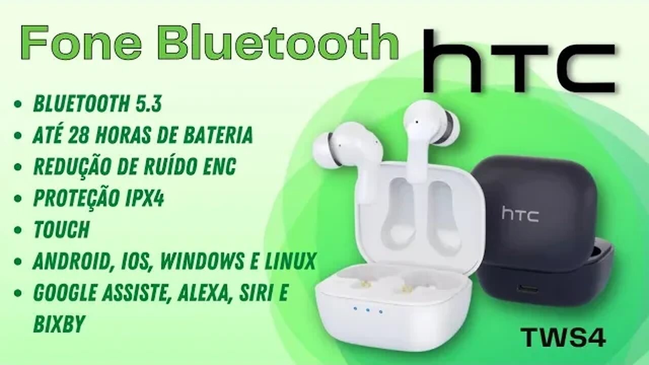 Fone Bluetooth 5.3, HTC TWS4, unboxing, comandos do touch e primeiras impressões