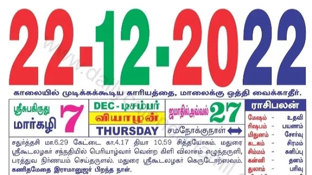 இன்றைய ராசிபலன் ||22|12|2022 ||வியாழகிழமை||Today Rasi Palan | Daily Horoscope