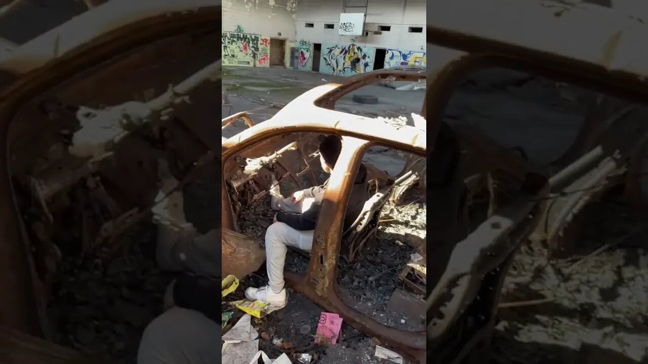 We found a burnt car inside a gym in Gary, Indiana