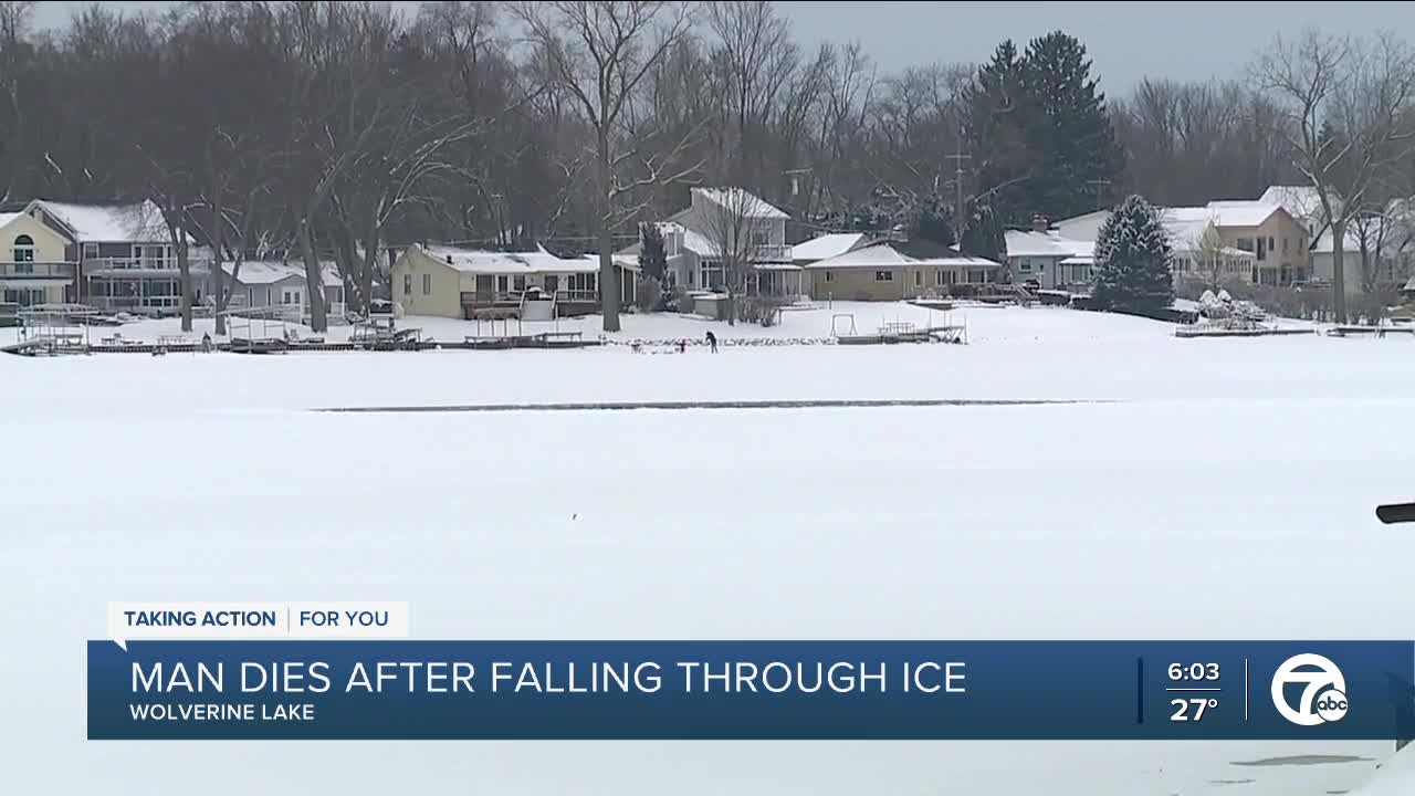 Man dies after falling through ice on Wolverine Lake