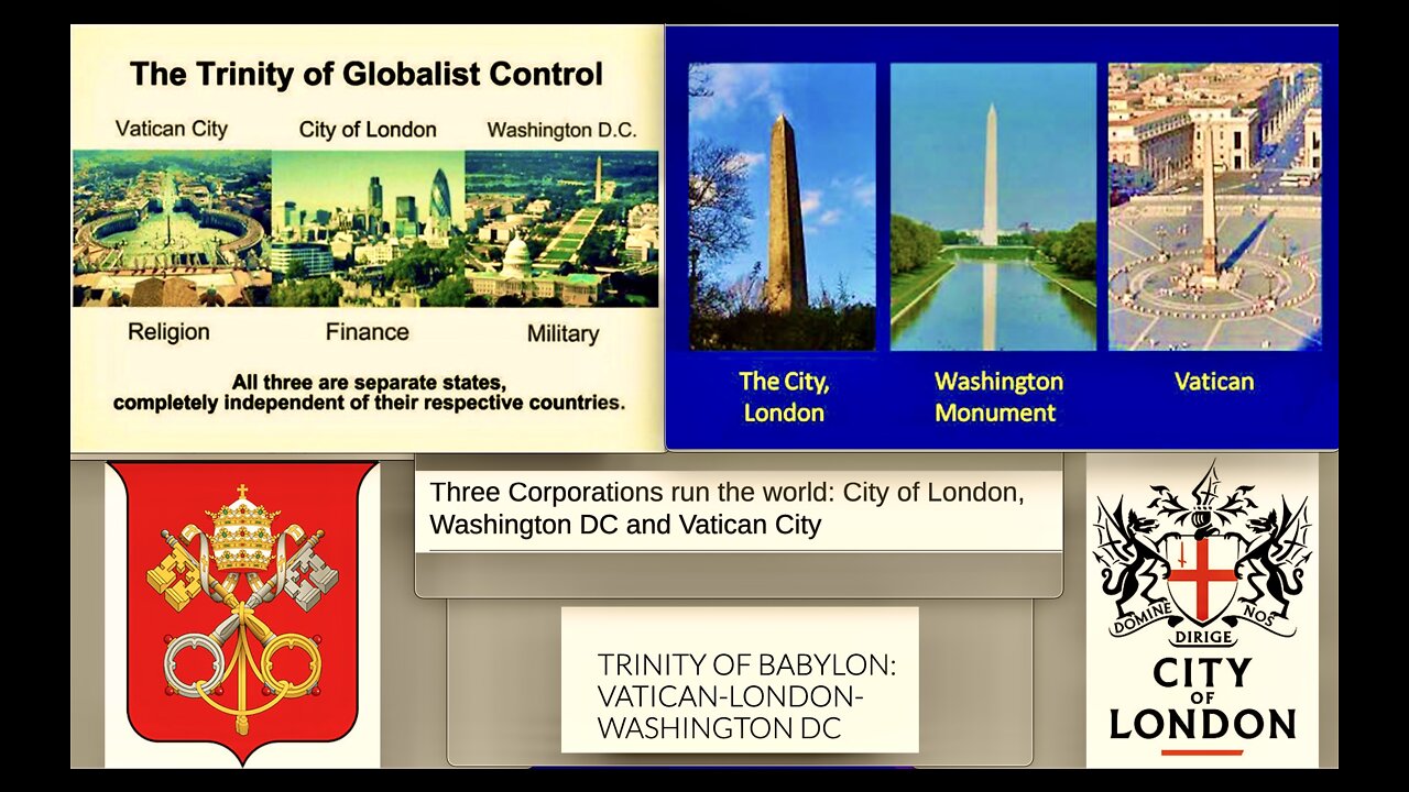 Armageddon Augury Trinity Of Babylon Finance City Of London Religion Vatican Military Washington DC