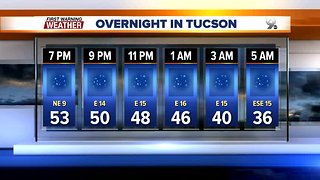 Breezy conditions and freezing overnight lows across Southern Arizona