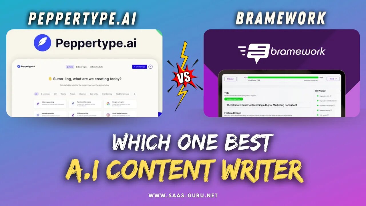 Peppertype.ai vs Bramework | Which one A.i Write best quality content?