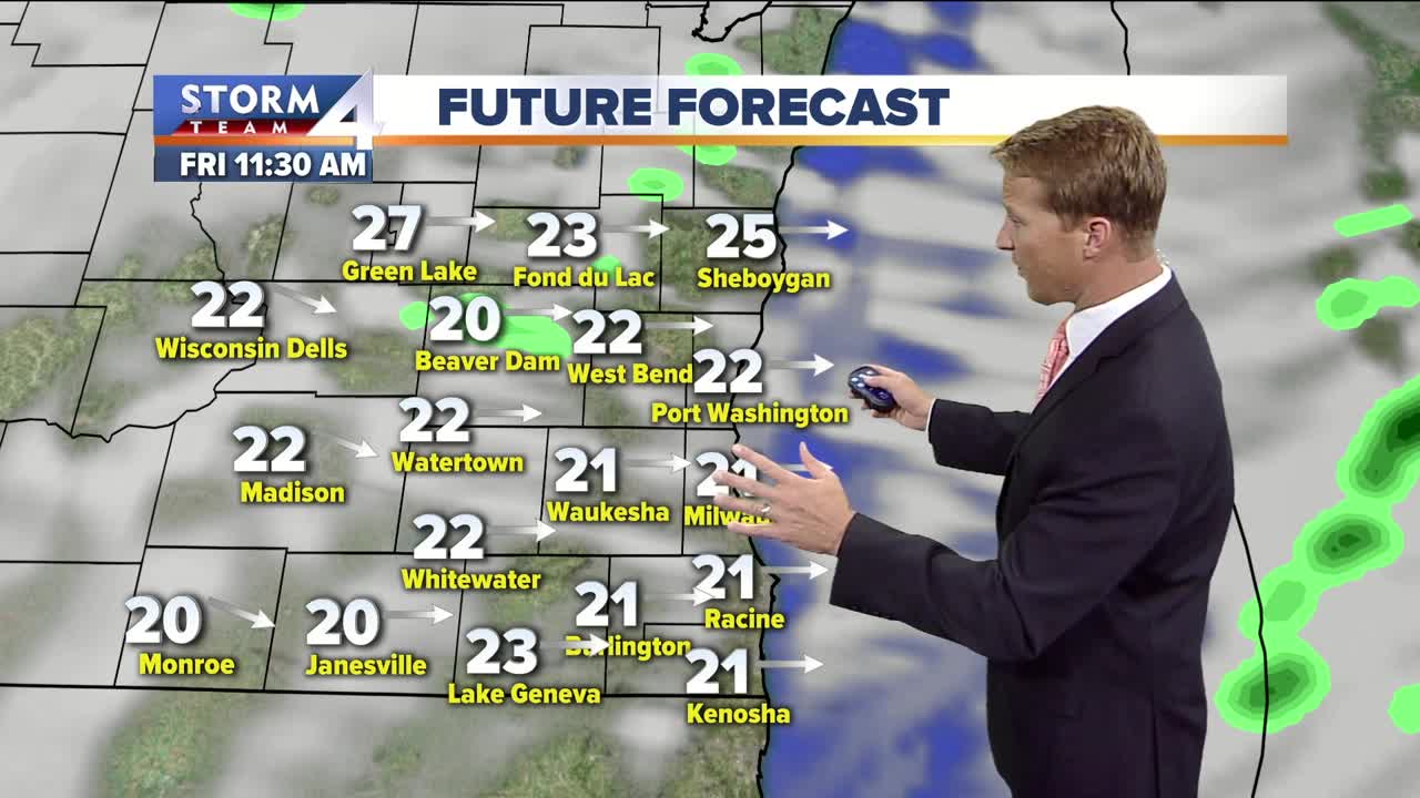 Chance of morning showers, then partly cloudy