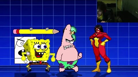 SpongeBob SquarePants Characters (SpongeBob, Squidward, And DoodleBob) VS Spider-Woman In A Battle