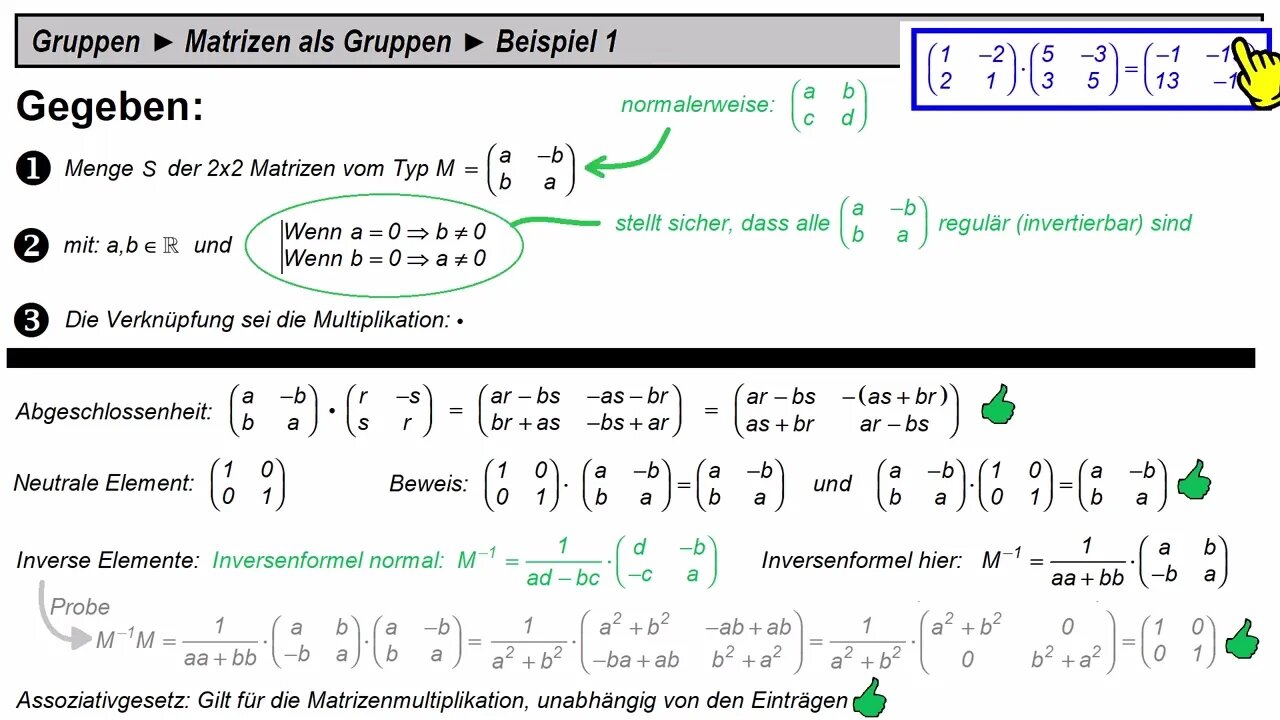 Gruppen ► Matrizen als Gruppen ► Beispiel 1