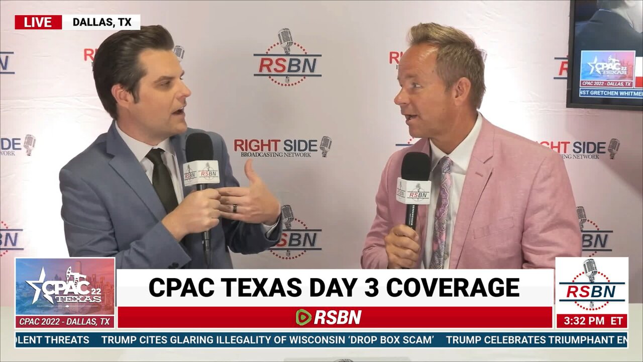 CPAC 2022 in Dallas, Tx | Interview With Matt Gaetz | 92% Conservative Rating (R-FL) 8/6/22