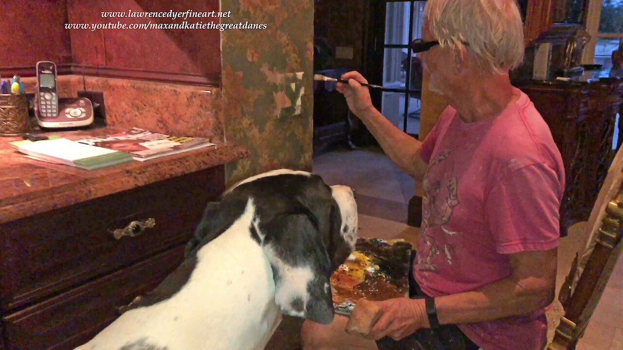 Great Danes Watch Artist Faux Paint A Light Switch To Blend With Wallpaper