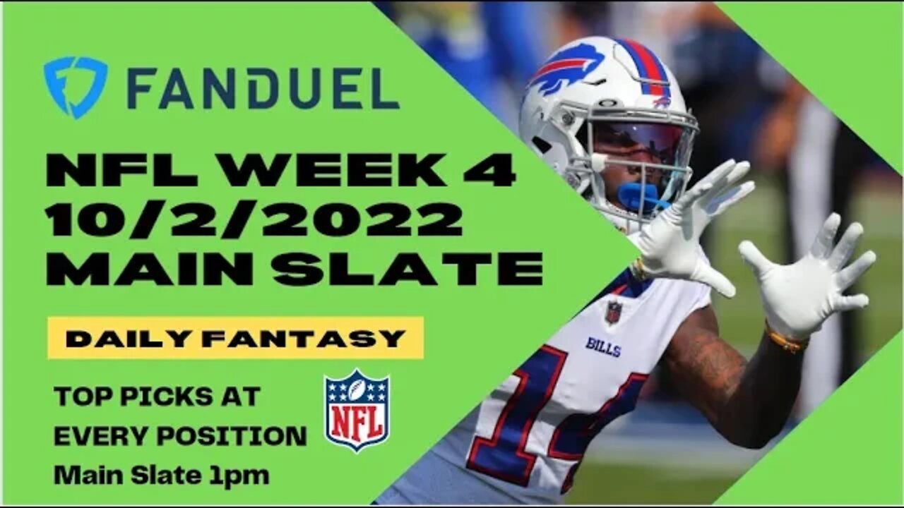 Dreams Top Picks for NFL WEEK 4 DFS Main Slate 10/2/2022 Daily Fantasy Sports Strategy FANDUEL